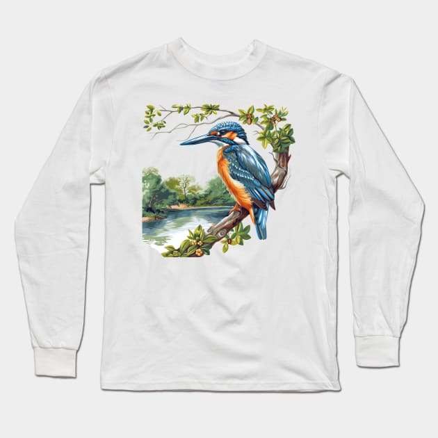 Kingfisher Long Sleeve T-Shirt by zooleisurelife